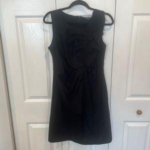 Ruffle front black dress